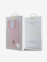 Guess Guess PU zrnat 4G majhen kovinski logotip MagSafe hrbtni ovitek za iPhone 16 Pro roza