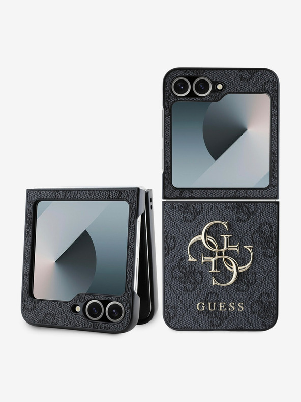 Guess Guess PU 4G kovinski zadnji ovitek z logotipom za Samsung Galaxy Z Flip 6 siv