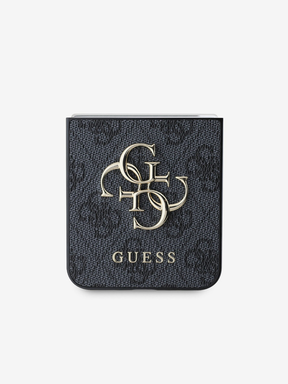 Guess Guess PU 4G kovinski zadnji ovitek z logotipom za Samsung Galaxy Z Flip 6 siv