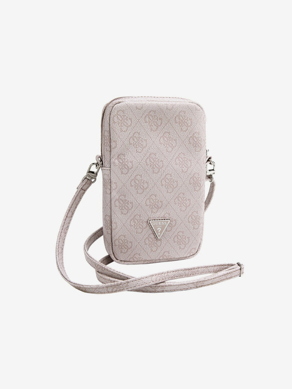 Guess PU 4G Triangle Logo Taška na Telefon se Zipem Pink Ovitek za telefon
