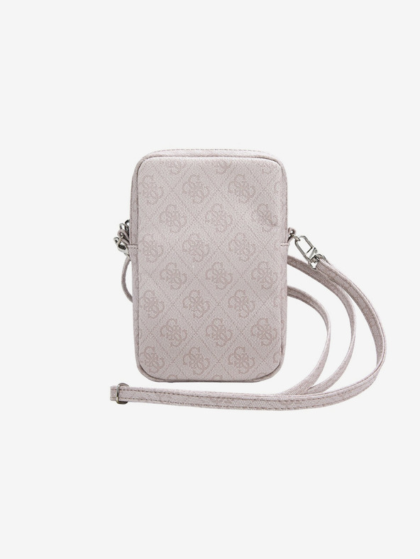 Guess PU 4G Triangle Logo Taška na Telefon se Zipem Pink Ovitek za telefon