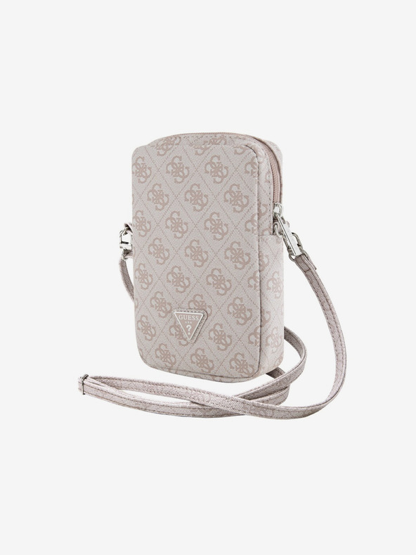 Guess PU 4G Triangle Logo Taška na Telefon se Zipem Pink Ovitek za telefon