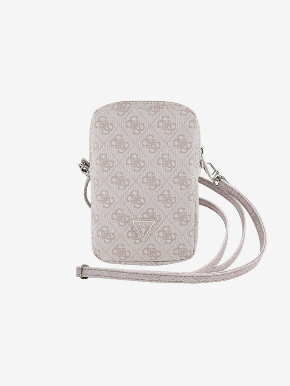 Guess PU 4G Triangle Logo Taška na Telefon se Zipem Pink Ovitek za telefon