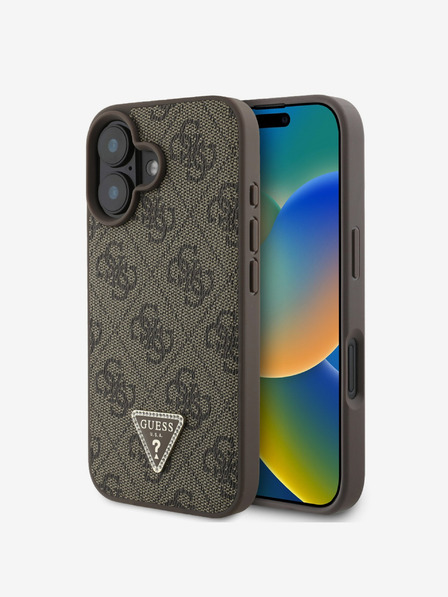 Guess Guess PU 4G Strass Triangle Metal Logo Back Cover za iPhone 16 Brown