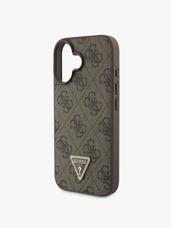 Guess Guess PU 4G Strass Triangle Metal Logo Back Cover za iPhone 16 Brown