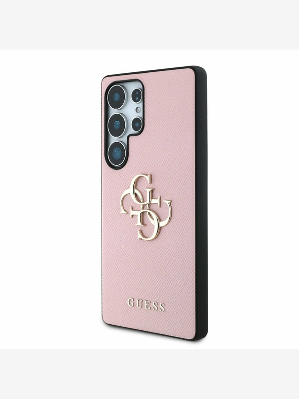 Guess Guess PU Grained 4G Metal Logo Back Cover za Samsung Galaxy S25 Ultra Pink