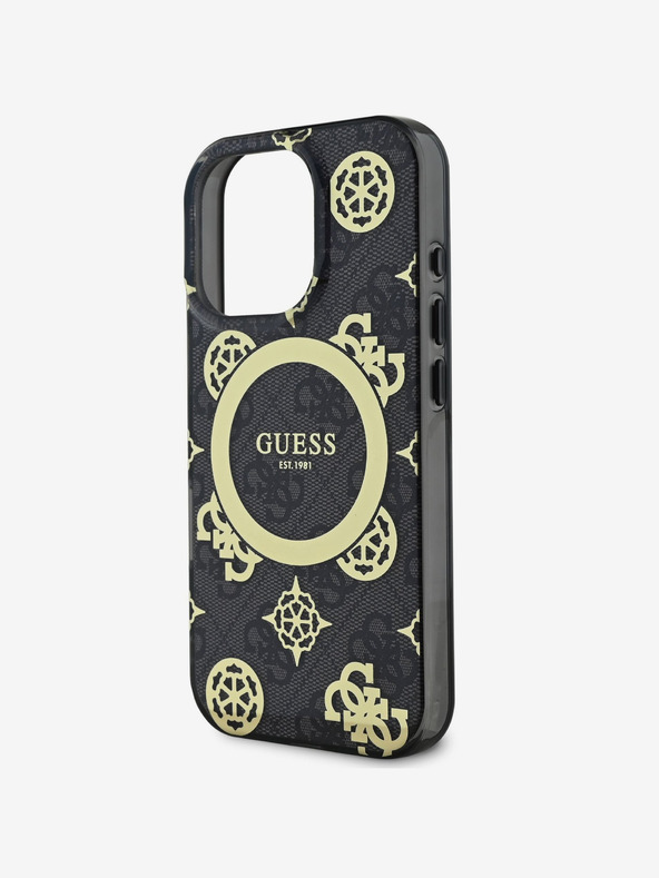 Guess IML 4G Peony MagSafe Zadní Kryt pro iPhone 16 Pro Max Black Ovitek za telefon