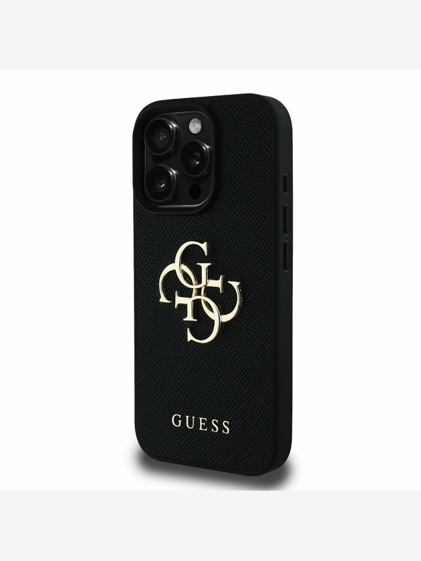 Guess Guess PU Grained 4G Metal Logo Back Cover za iPhone 15 Pro Black