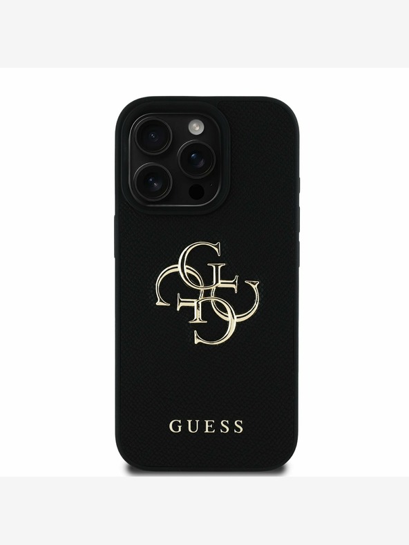 Guess Guess PU Grained 4G Metal Logo Back Cover za iPhone 15 Pro Black