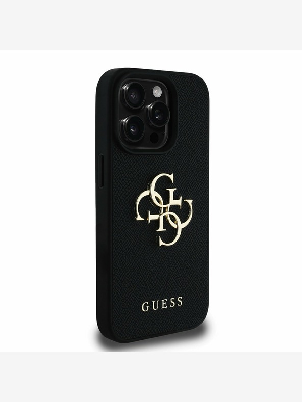 Guess Guess PU Grained 4G Metal Logo Back Cover za iPhone 15 Pro Black
