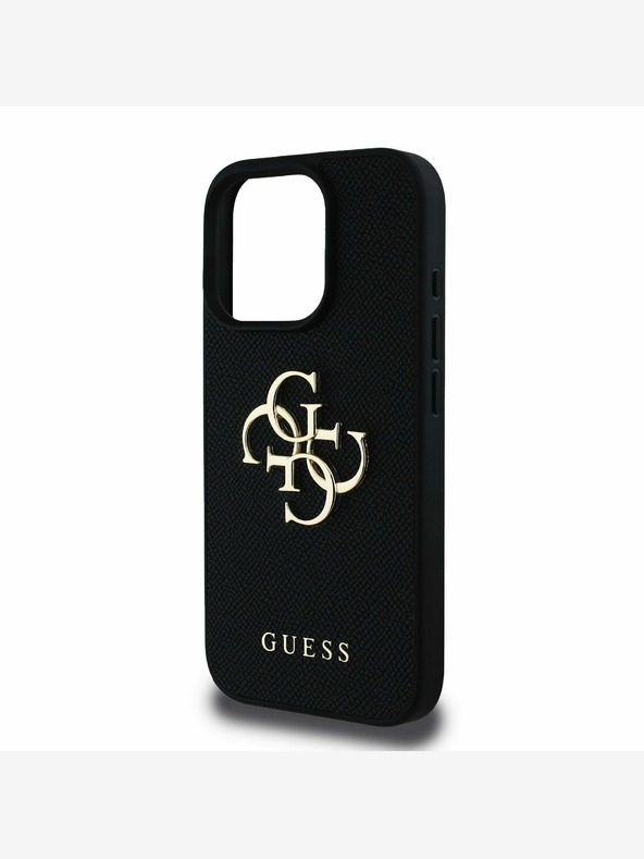 Guess Guess PU Grained 4G Metal Logo Back Cover za iPhone 15 Pro Black