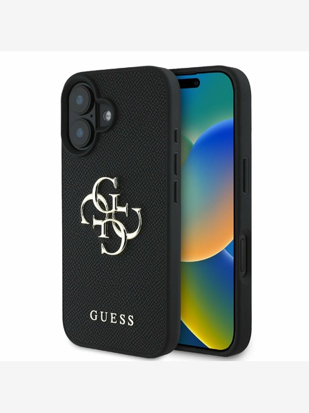 Guess Guess PU Grained 4G Metal Logo Back Cover za iPhone 16 Black