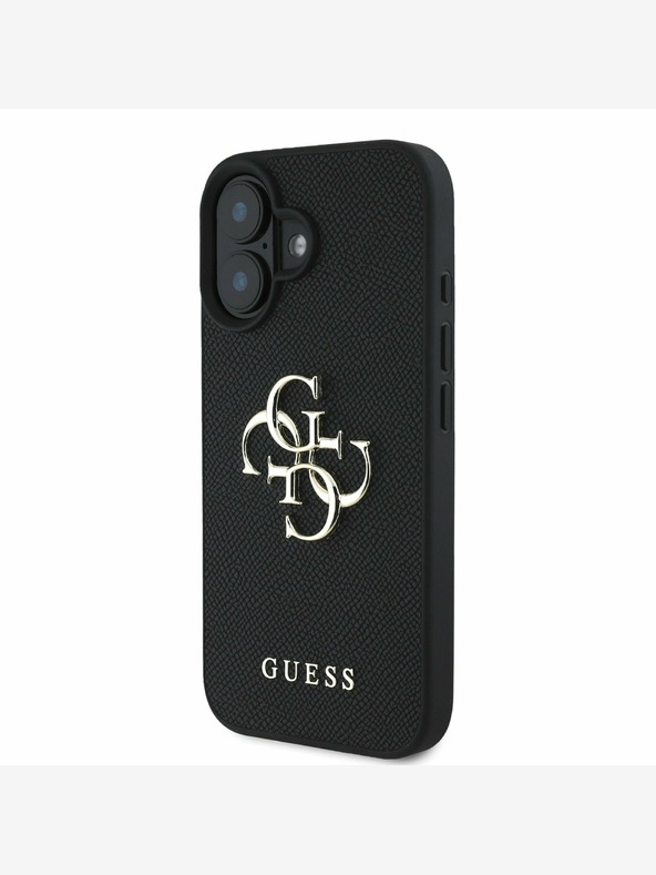 Guess Guess PU Grained 4G Metal Logo Back Cover za iPhone 16 Black