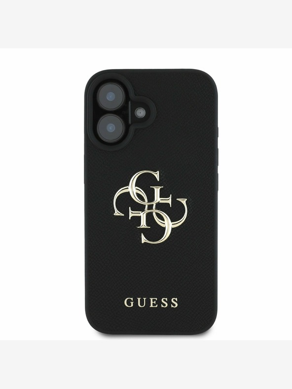 Guess Guess PU Grained 4G Metal Logo Back Cover za iPhone 16 Black