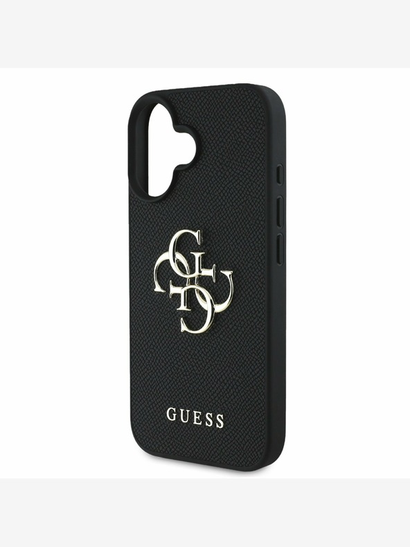 Guess Guess PU Grained 4G Metal Logo Back Cover za iPhone 16 Black