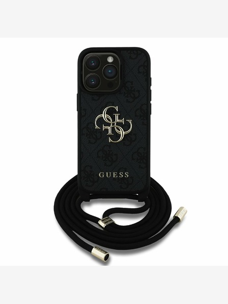 Guess Guess PU PU PU 4G kovinski logotip s pasom za križ za iPhone 15 Pro Black