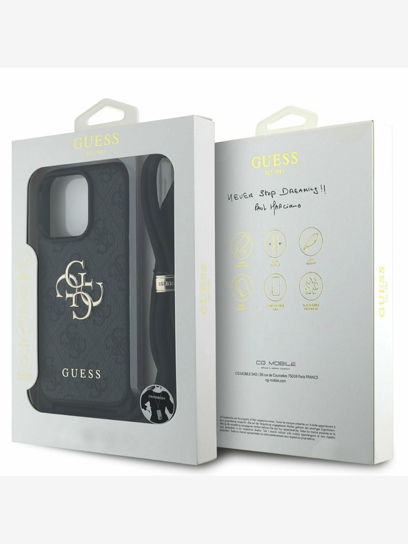 Guess Guess PU PU PU 4G kovinski logotip s pasom za križ za iPhone 15 Pro Black