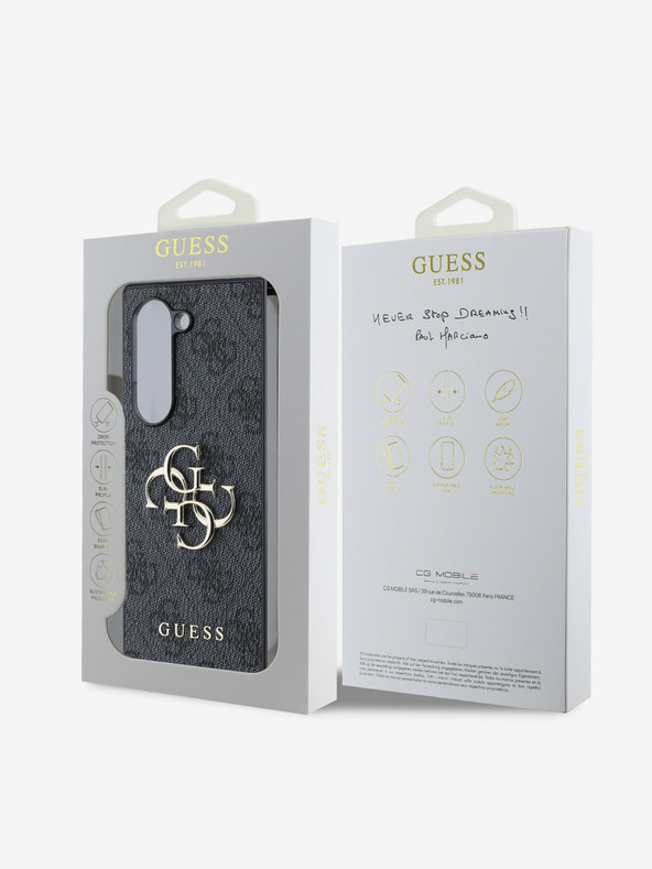 Guess Guess PU 4G kovinski zadnji ovitek z logotipom za Samsung Galaxy Z Fold 6 Grey