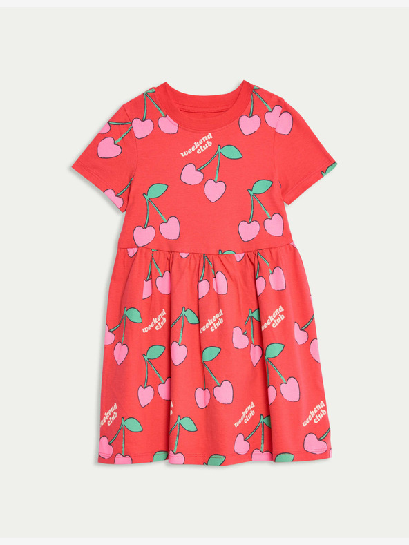 Marks & Spencer Cherry™ obleka iz čistega bombaža (1-8 let) Marks & Spencer rdeča