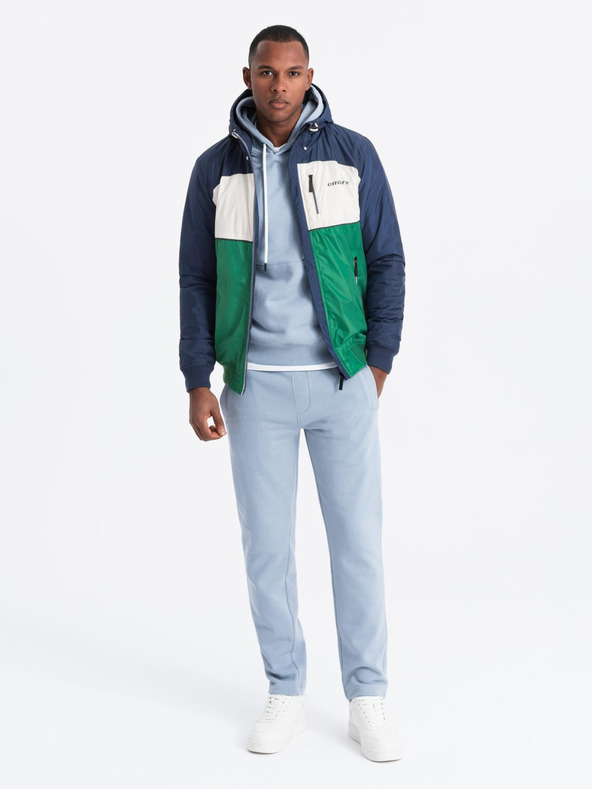 Ombre Clothing Moška lahka barvna športna jakna iz flisa zelena Ombre Clothing