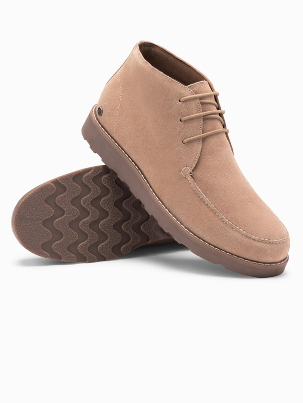 Ombre Clothing Moški gležnjarji iz semiša z debelim podplatom bež barve Ombre Clothing