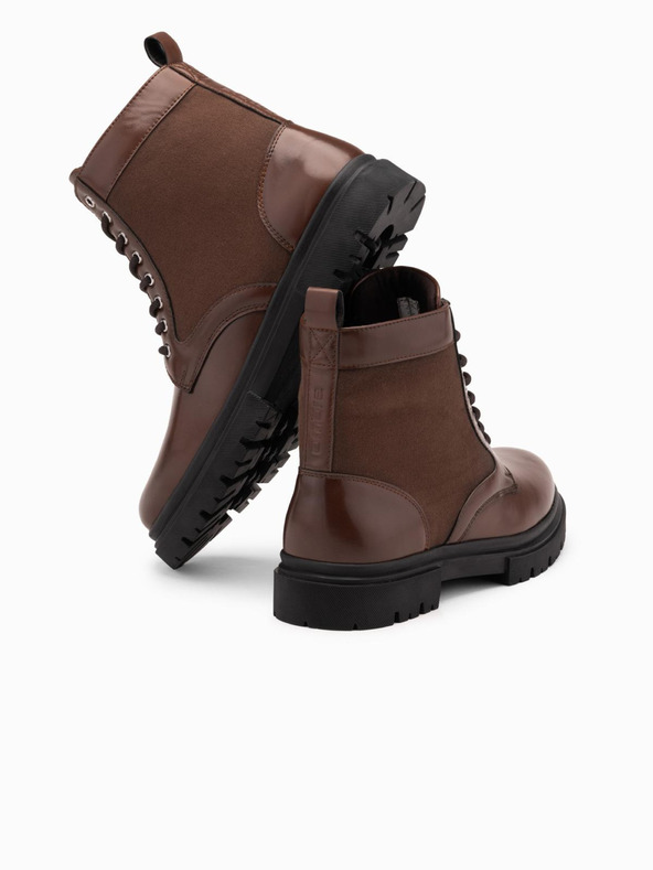 Ombre Clothing Moški visoki traperji iz vezanih materialov rjave barve Ombre Clothing