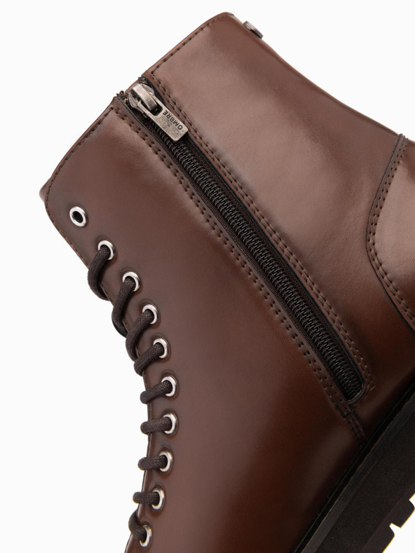 Ombre Clothing Moški visoki čevlji iz svetlečega eko usnja rjave barve Ombre Clothing