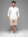 Ombre Clothing Moške bombažne športne hlače BASIC beige Ombre Oblačila