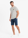 Ombre Clothing Moške kratke hlače SLIM FIT iz strukturirane melanžne pletenine modre barve Ombre oblačila