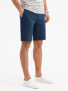 Ombre Clothing Moške kratke hlače SLIM FIT iz strukturirane melanžne pletenine modre barve Ombre oblačila
