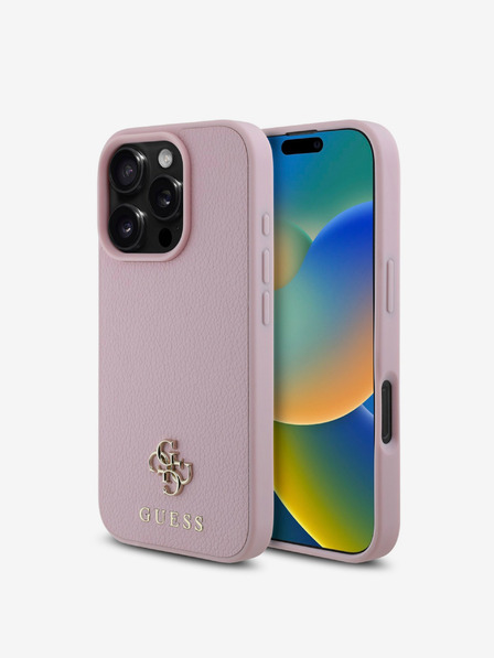 Guess Guess PU Grained 4G Small Metal Logo MagSafe Back Cover za iPhone 16 Pro Max Pink