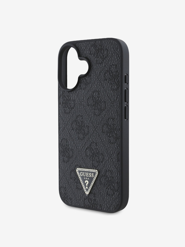 Guess Guess PU 4G Strass Triangle Metal Logo Back Cover za iPhone 16 Black