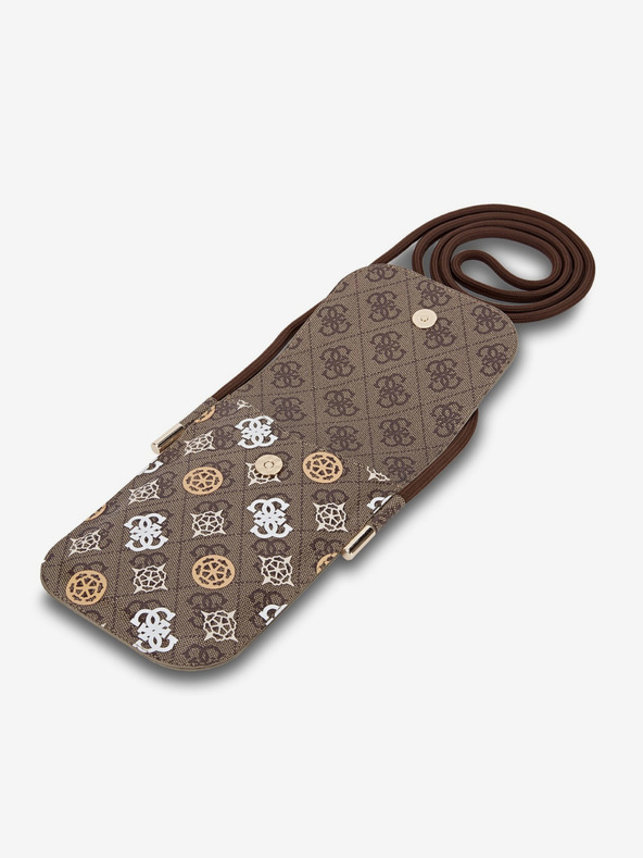 Guess Guess PU 4G Peony Večbarvna torbica za telefon rjave barve