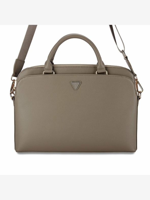 Guess Guess PU Grained Triangle Logo Torba za prenosnik 15/16" Rjava