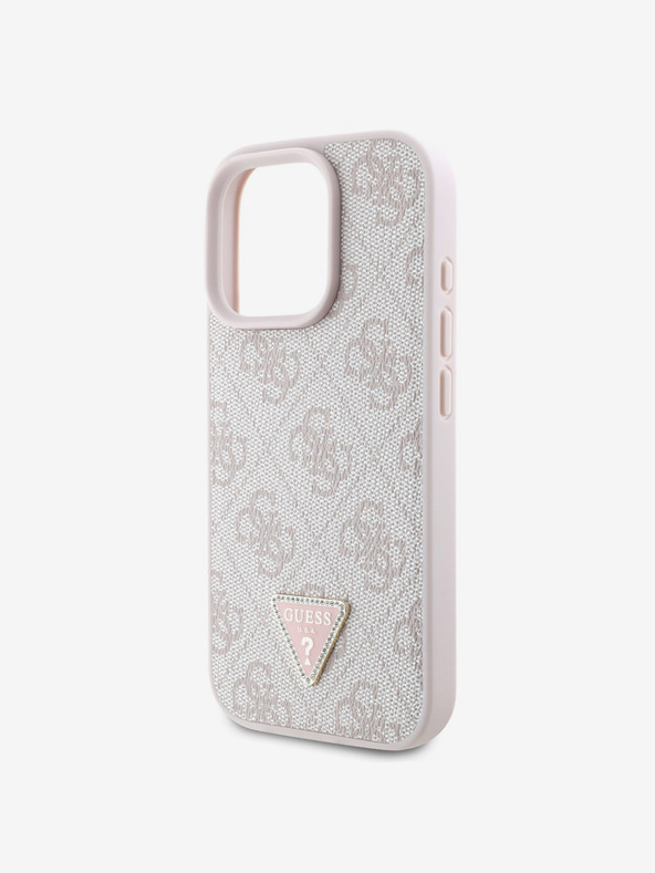 Guess Guess PU 4G Strass Triangle Metal Logo Back Cover za iPhone 16 Pro Max Pink