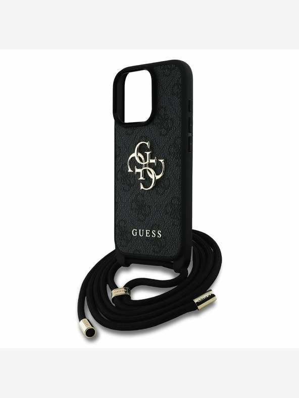 Guess Guess PU 4G Metal Logo Crossbody Strap Back Cover za iPhone 16 Pro Max Black