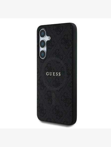 Guess PU Leather 4G Colored Ring MagSafe Zadní Kryt pro Samsung Galaxy S25 Black Ovitek za telefon
