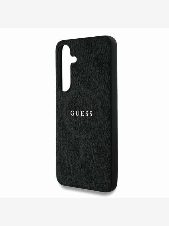Guess PU Leather 4G Colored Ring MagSafe Zadní Kryt pro Samsung Galaxy S25 Black Ovitek za telefon