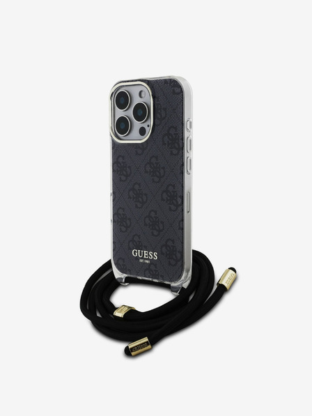 Guess Guess IML 4G potiskan trak za križ za iPhone 16 Pro Max Black