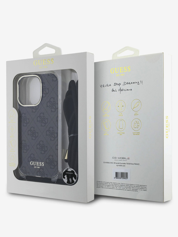 Guess Guess IML 4G potiskan trak za križ za iPhone 16 Pro Max Black