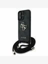 Guess Guess PU 4G Kovinski logotip Crossbody Strap hrbtni ovitek za iPhone 16 Black