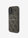 Guess Guess PU usnje 4G barvni obroč MagSafe hrbtni ovitek za iPhone 16 Plus rjava