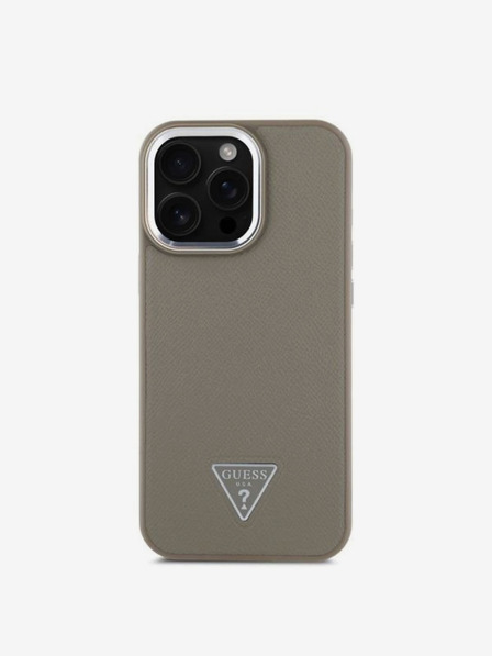 Guess Guess PU Grained Triangle Logo Back Cover za iPhone 16 Pro Max Brown