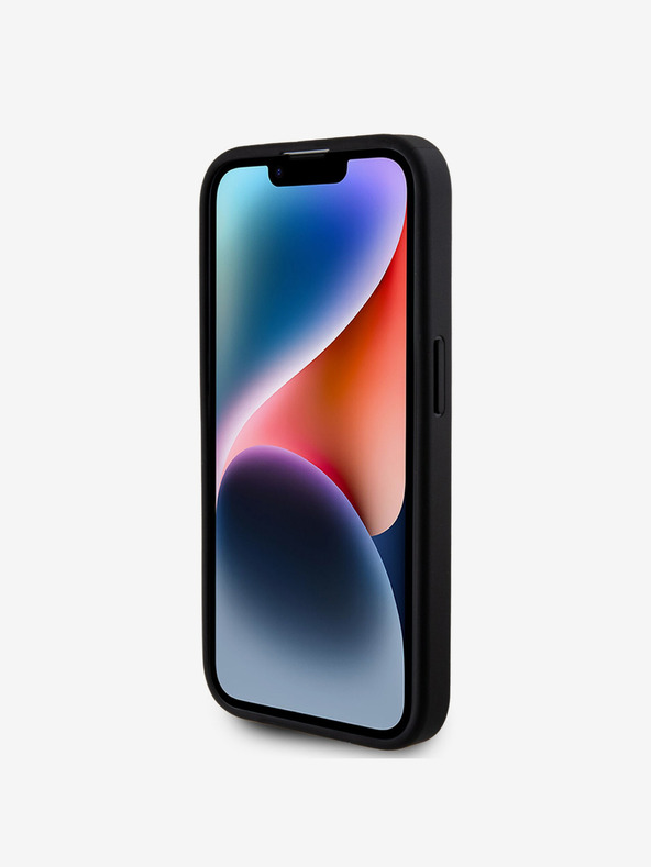 Guess Guess PU fiksni kovinski zadnji ovitek 4G s kovinskim logotipom za iPhone 15 Pro črn