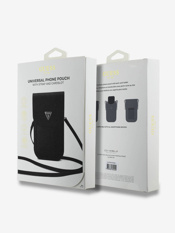 Guess Guess PU Grained Triangle Logo torbica za telefon črna