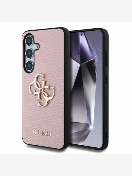 Guess Guess PU Grained 4G Metal Logo Back Cover za Samsung Galaxy S25+ Pink