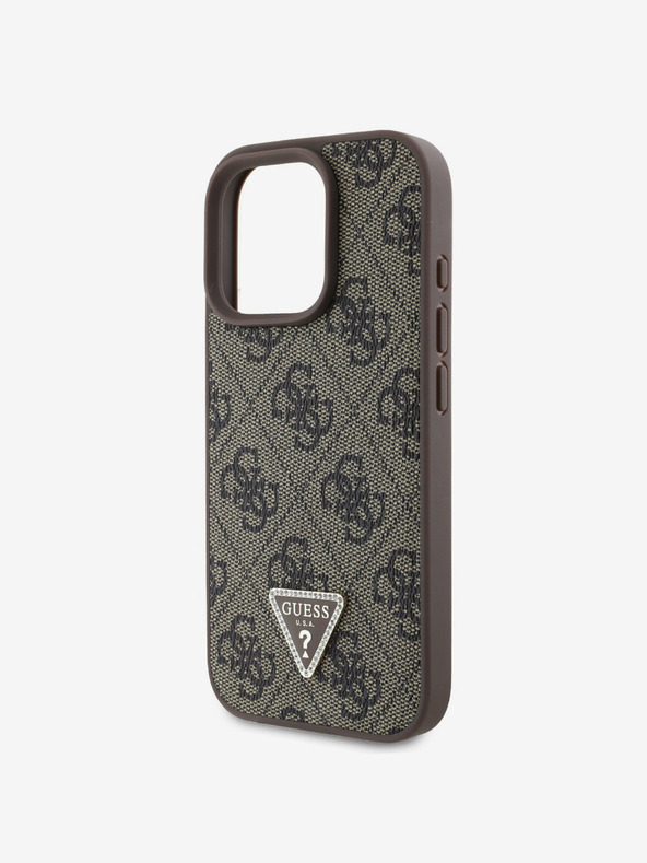 Guess Guess PU 4G Strass Triangle Metal Logo Back Cover za iPhone 16 Pro Max Brown
