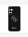 Guess Guess PU fiksni kovinski zadnji ovitek 4G z bleščicami za Samsung Galaxy S25 črn