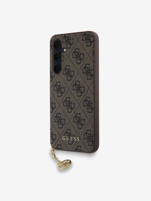 Guess Guess 4G Charm hrbtni ovitek za Samsung Galaxy A35 5G Brown
