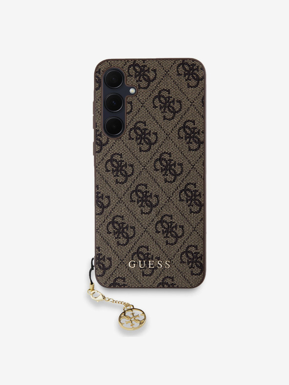 Guess Guess 4G Charm hrbtni ovitek za Samsung Galaxy A35 5G Brown